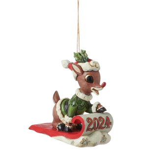 Rudolph in Sled 2024 Ornament