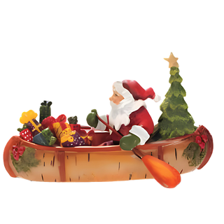 Santa in Birch Canoe Ornament