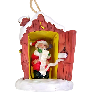 Santa in Outhouse Ornament