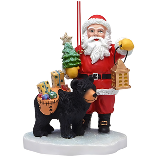 Santa with Black Bear Estes Park Ornament