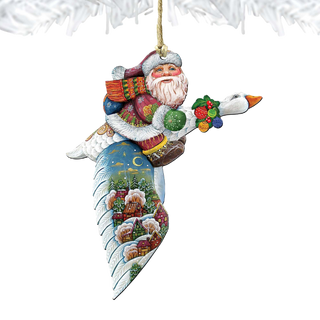 Santa on Goose Ornament