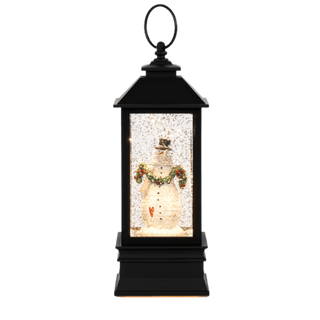 Snowman Red Heart Black Lantern Battery Operated