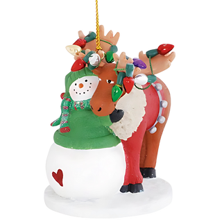 Snowman with Moose Ornament