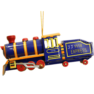 Tin Blue Locomotive Ornament