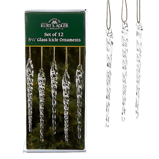 Twisted Clear Glass Icicle Set of 12