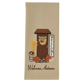 Welcome Autumn Appliqued EMB Dish Towel