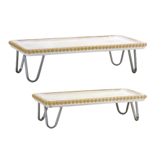 Wood and Iron Tray Set of 2