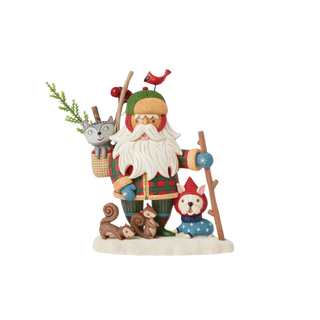 Woodsy Walking Santa Figurine