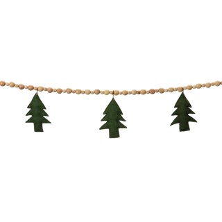 Wool Bead and Tree Garland 6 Foot