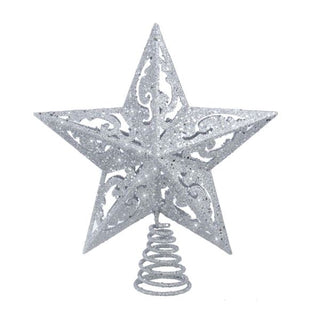 5 Point Glitter Silver Star Topper