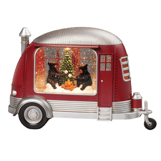 Confetti Lites Lighted Swirl Retro Camper with Bears by Campfire Scene