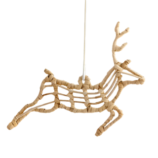 CALAMUS HAND WRAPPED RATTAN ORNAMENT REINDEER