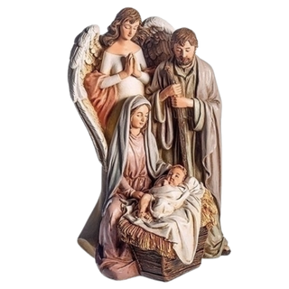 Holy Family and Praying Angel Figurine