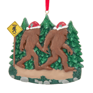 Big Foot Walking With Santa Family Of 2 Ornament For Personalization