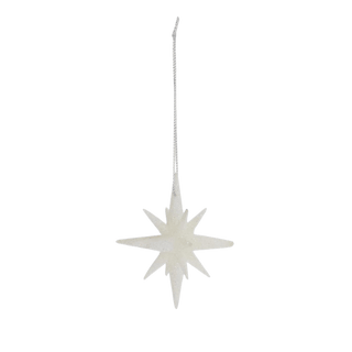 9 Point White Glitter Star Ornament