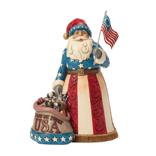 Patriotic Santa w/ Flag Figurine