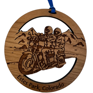 Motorcycle Round Wood Ornament