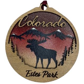 Moose Estes Park Maroon Ornament