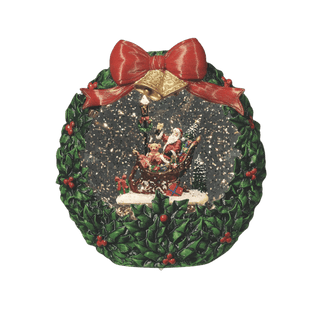 7.5"H Confetti Lites Lighted Swirl Wreath with Santa in Sleigh