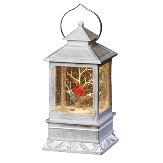 Confetti Lites Lighted Swirl White Lantern with Cardinal in Tree
