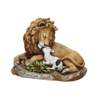 8.5"H Joseph's Studio Lion & Lamb on a Rock Statue