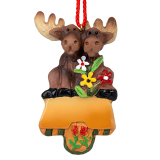 Moose Couple Tracks Ornament