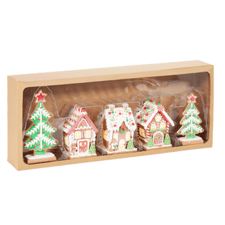 Box of Lighted Gingerbread Houses and Trees
