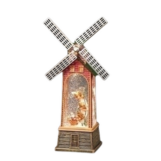 Lighted Swirl Windmill with  Santa in Sleigh
