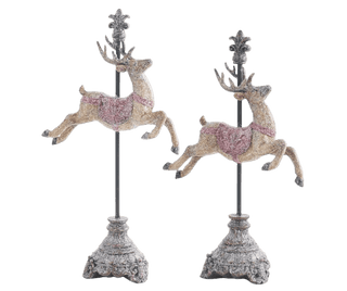 Glittered Finial Reindeers Set of 2