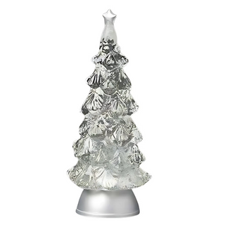 13"H Led Swirl Full Tree w/ Silver Base