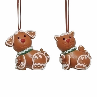 CAT, DOG GINGERBREAD ORN  2A