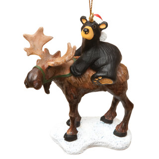 Bearfoots Bear Riding Moose Ornament