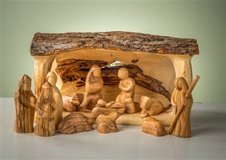 Modern Nativity with Solid Branch Stable S14