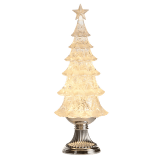 Lighted Silver Swirling Glitter Tree