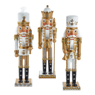 15“ Gold & White Nutcrackers, 3 Assorted