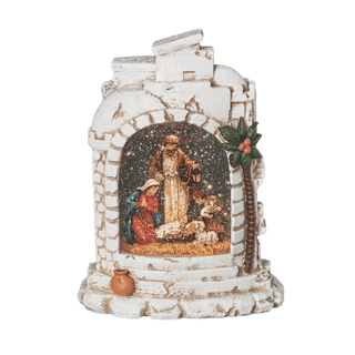 10" Confetti Lites Lighted Swirl Holy Family Building
