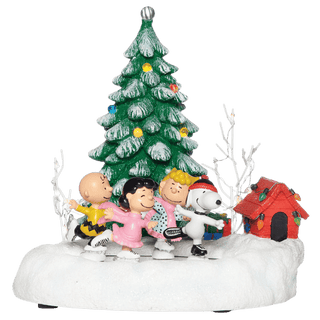 Peanuts Snoopy & Friends Ice Skating Musical Lighted Tree Scene - Amusements