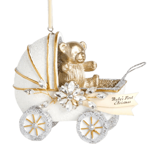 Baby's First Christmas Pram Glitter Ornament