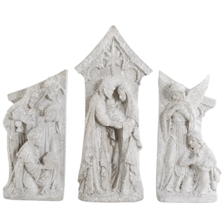 Glittered Gray Resin 3 Scene Nativity Set