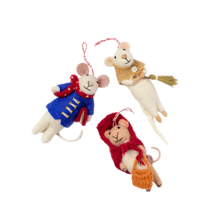 LILLIPUT COUNTRY MOUSE WOOL ORNAMENTS S3