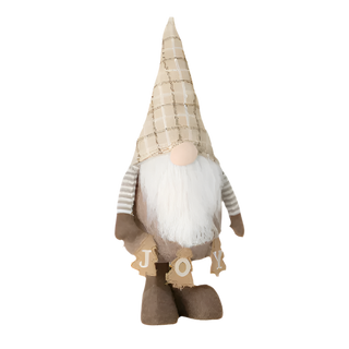 "Joy" Cream Plaid Gnome