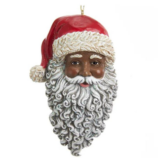 African American Santa Head Orn