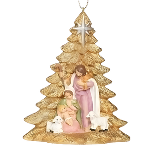 Fontanini Holy Family in Gold Tree Ornament