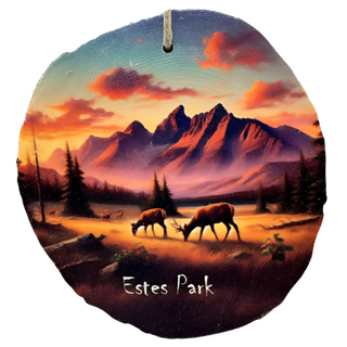 Elk Grazing at Dusk