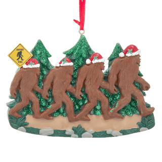 Big Foot Walking With Santa Family Of 4 Ornament For Personalization