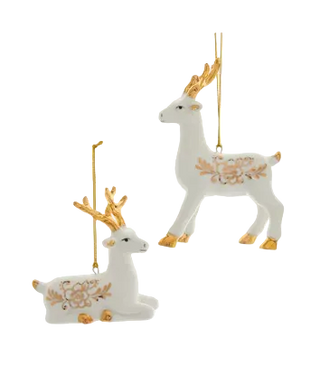 Gold and White Deer Ornament 2A