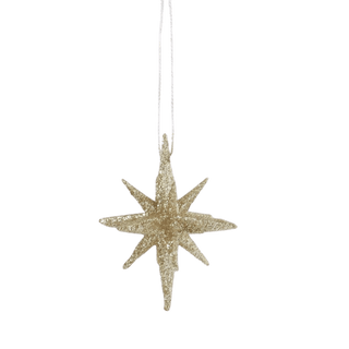 9 Point Champagne Glitter Star Ornament