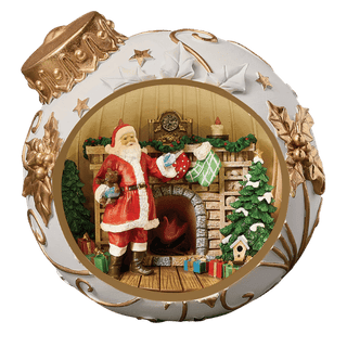 8"H Cozy Fireplace Santa Lighted Ornament figure