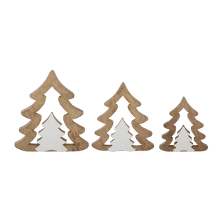 Trees w/White Enameled Cutout Center Trees Set of 3