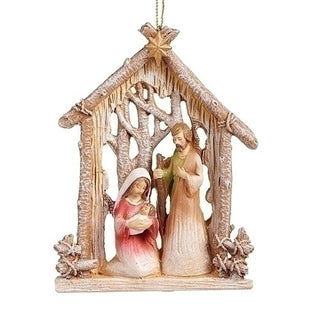 Holy Family Under Birch Stable Ornament